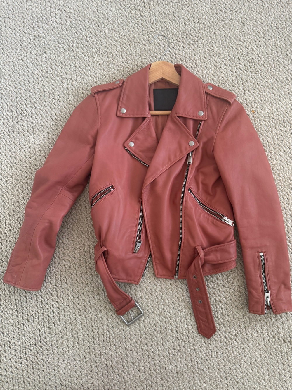 Women's All Saints Balfern Dusty Rose Leather Moto Jacket